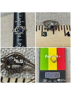 Sterling Silver (.925) Star & Moon Celestial Band Ring